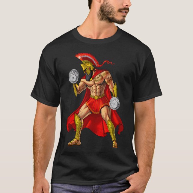 Spartansk krigare Bodybuilder T Shirt (Framsida)