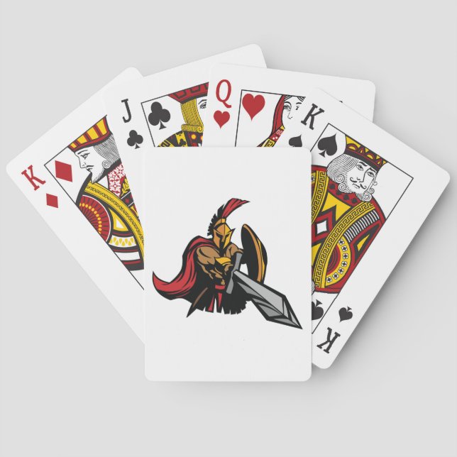 Spartansk krigarmaskot djärvt rött och guld casinokort (Baksidan)