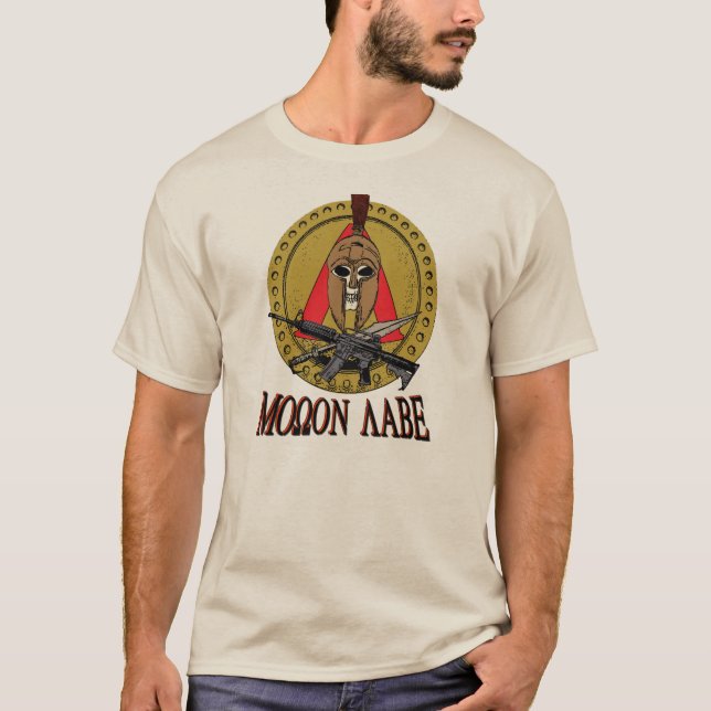 Spartansk Molon Labe-affisch Rd-shirt Tee Shirt (Framsida)