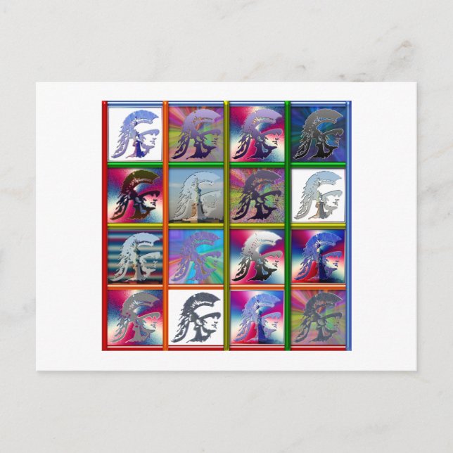 Spartansk soldatcollage med frihetsgudinnan vykort (Framsida)