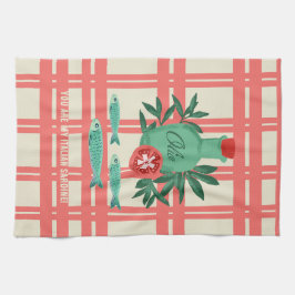 Spårtorn av sardine Olive Oil Coral Kitchen Design Kökshandduk