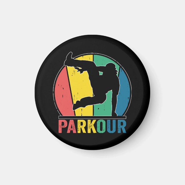 Spårträning för Parkour Free Runing Traceur Retro Magnet (Framsidan)