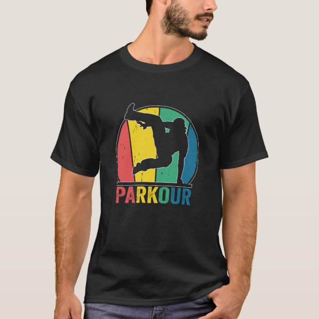 Spårträning för Parkour Free Runing Traceur Retro T Shirt (Framsida)