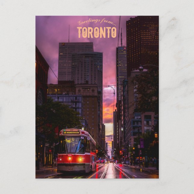Spårvagn i regnet i Toronto Ontario Vykort (Framsida)