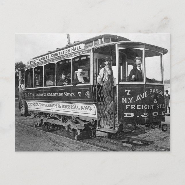 Spårvagn i Washington D.C., 1890 Vykort (Framsida)
