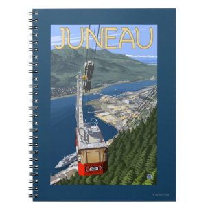 Spårvagn över Juneau, Alaska Vintage-resaaffisch Anteckningsbok