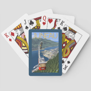Spårvagn över Juneau, Alaska vintage resoraffisch Casinokort