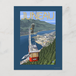 Spårvagn över Juneau, Alaska vintage resoraffisch Vykort
