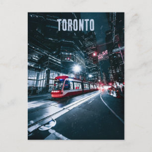 Spårvagn på natten i Toronto Ontario Vykort