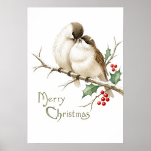 Sparvar på en julgren poster