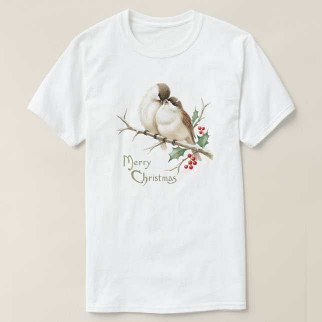 Sparvar på en julgren t shirt (Design framsida)