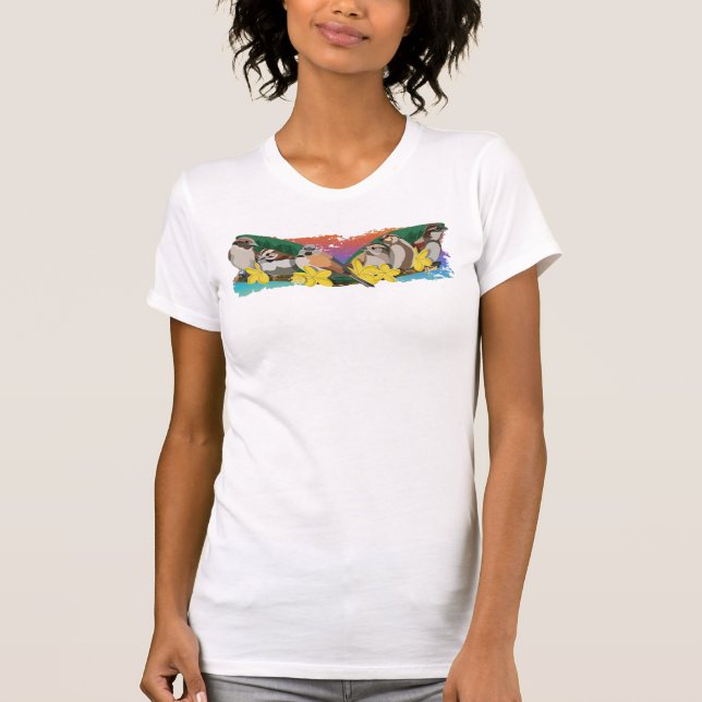 Sparvar på rad t shirt (Framsida)