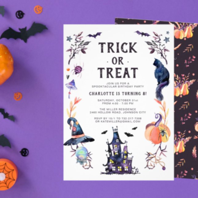 Sparvhus Halloween Födelsedagsfest Inbjudningar (Skapare uppladdad)