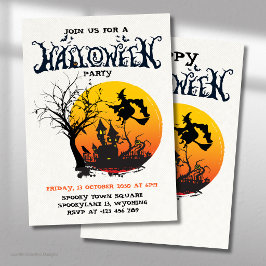 Sparvhus Orange Vintage Halloweenfest Inbjudningar