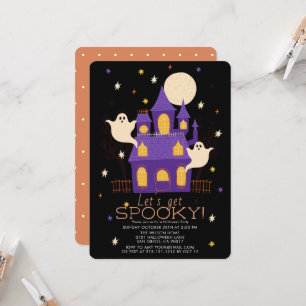Sparvhus Spöken Svart Halloweenfest Inbjudningar