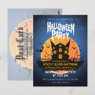 Sparvhus spökhus gravyr Halloween-inbjudan Vykort