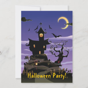 Sparviktig Halloweenfest i huset med lila inbjudan