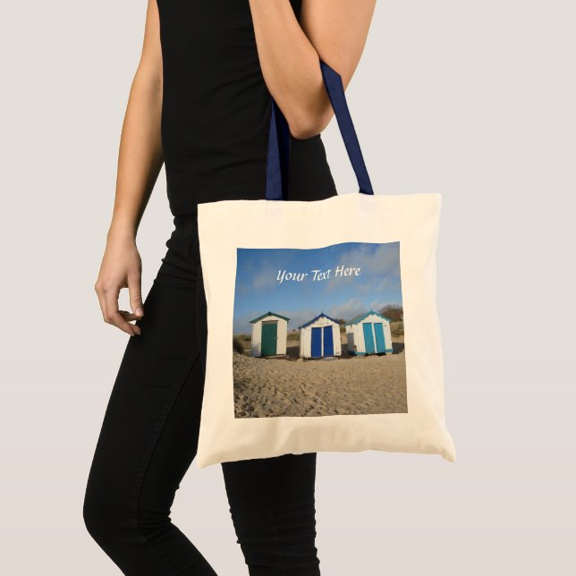 Spåse med strandhuts blå himmel-sand tygkasse (Framsida (produkt))