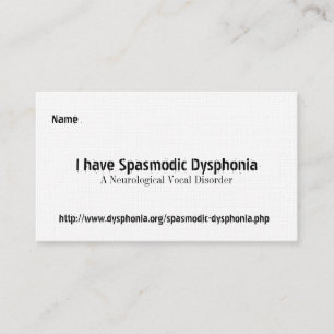 Spasmodic Dysphonia, en Neurological Voca…, Busi Visitkort