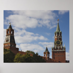 Spasskaya Torn på Röda torget, Moskva, Ryssland Poster