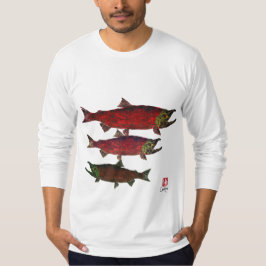 Spawning Salmon (fram och bak) - Långärmad Tee