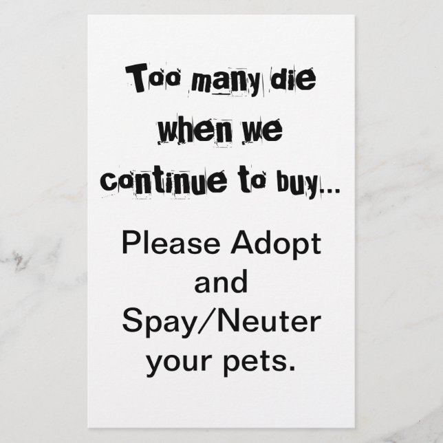 Spay Neuter Adopt Flyer (Framsidan)