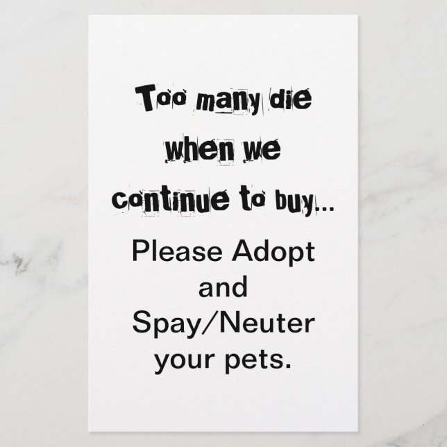 Spay Neuter Adopt Flygblad (Framsidan)