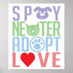 Spay Neuter Adopt Kärlek 2 Poster