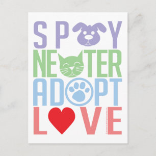Spay Neuter Adopt Kärlek 2 Vykort