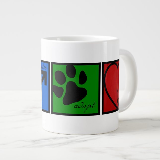 Spay-Neuter-Adopt-Kärlek Jumbo Mugg (Framsida höger)