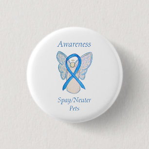 Spay/Neuter Pets Awareness Angel Ribbon Art Pin Knapp