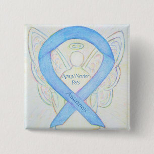Spay/Neuter Pets Awareness Angel Ribbon Art Pin Knapp