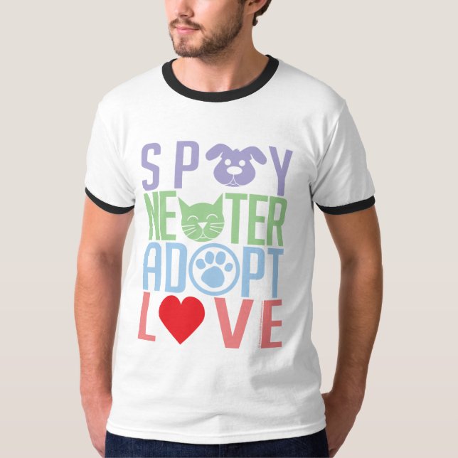 Spay neutrat adopterar kärlek 2 t shirt (Framsida)