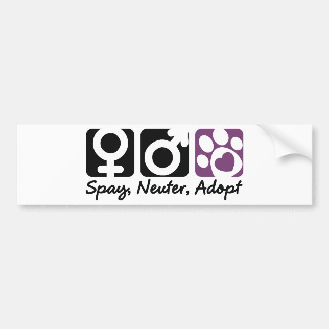 Spay, sterilisera, adoptera bildekal (Framsidan)