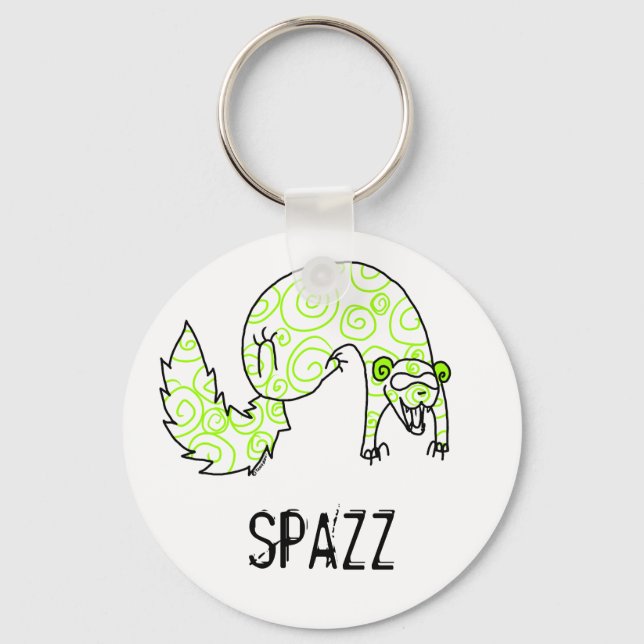 Spazzing Ferret Keychain Nyckelring (Framsida)