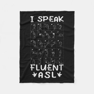 Speak Fluent Asl - Dövet Sign Language Awareness D Fleecefilt