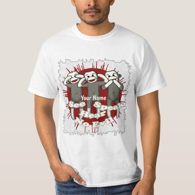 Speak No Evil Sock Monkeys t-shirt (Framsida)