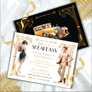 Speakeasy Flapper Underbar Gatsby Art Deco Party Inbjudningar