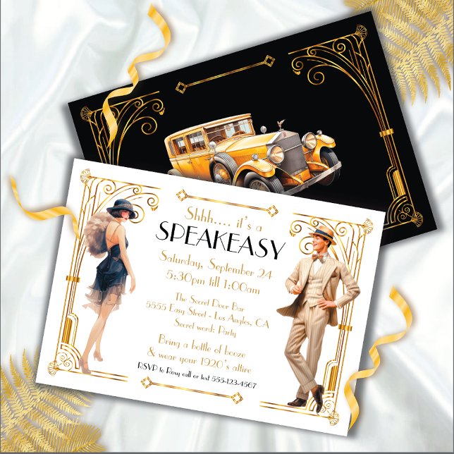 Speakeasy Flapper Underbar Gatsby Art Deco Party Inbjudningar (Skapare uppladdad)