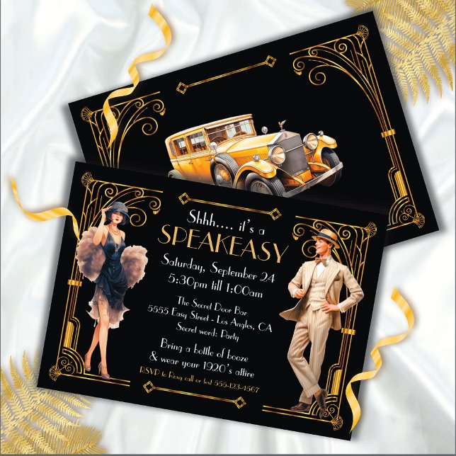 Speakeasy Flapper Underbar Gatsby Art Deco Party Inbjudningar (Skapare uppladdad)