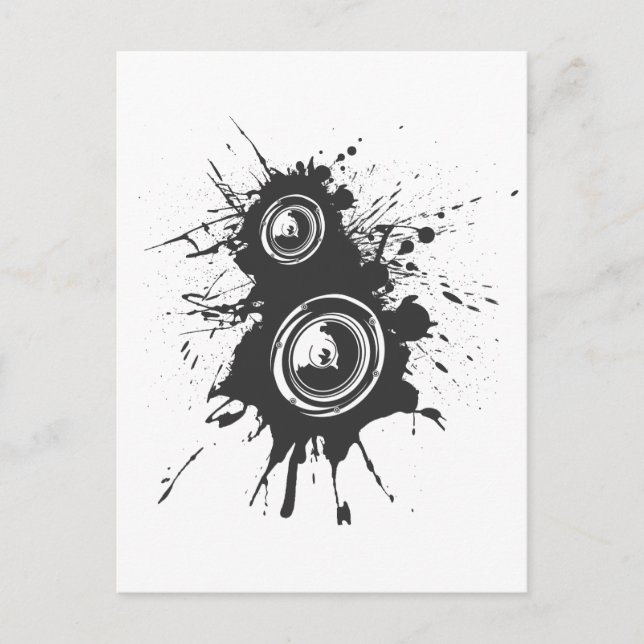 Speaker Graffiti - DJ Music Disk Jockey Audio Vykort (Framsida)