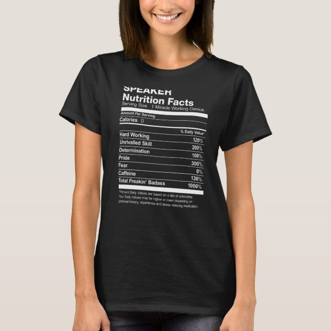 Speaker Nutrition Facts Funny T Shirt (Framsida)