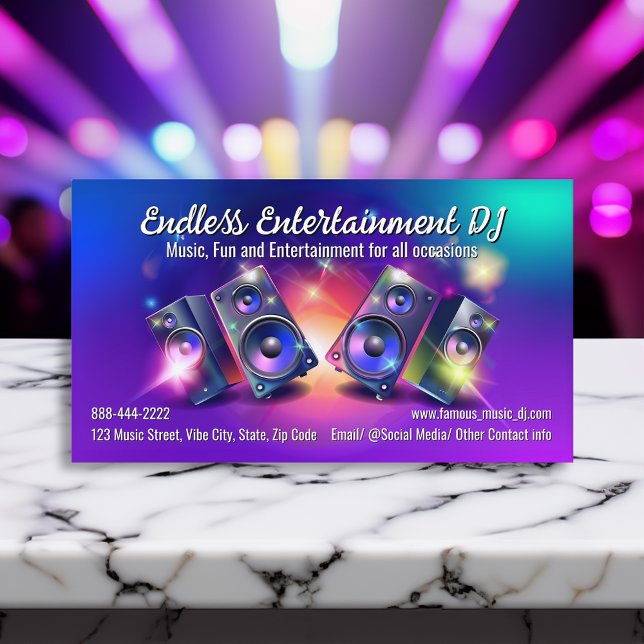 Speakers Dj Party Music Deejay DJs Disk Jockey Visitkort (disc jockey dj business cards)