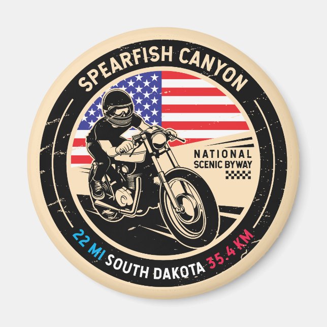 Spearfish Canyon South Dakota motorcykel Magnet (Framsidan)