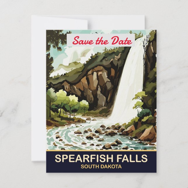 Spearfish Falls South Dakota Bröllopsinbjudan Spara Datumet (Framsida)