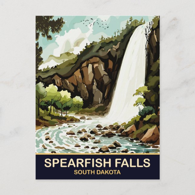 Spearfish Falls, South Dakota, Vintage Resa  Vykort (Framsida)
