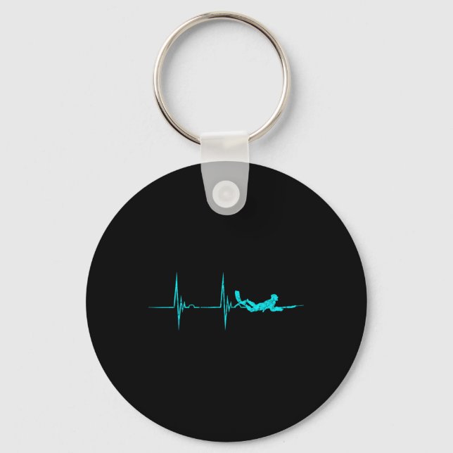 Spearfish Heartslag Ekg Pulse Dive Spearfisher Nyckelring (Framsida)