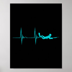Spearfish Heartslag Ekg Pulse Dive Spearfisher Poster