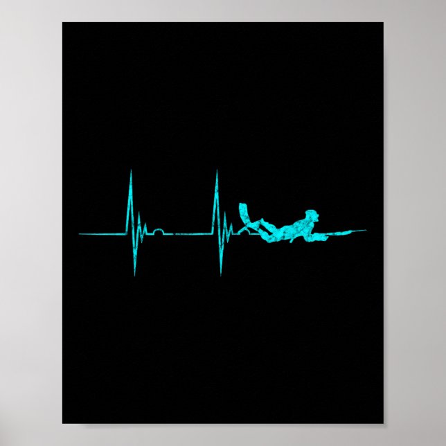 Spearfish Heartslag Ekg Pulse Dive Spearfisher Poster (Framsidan)