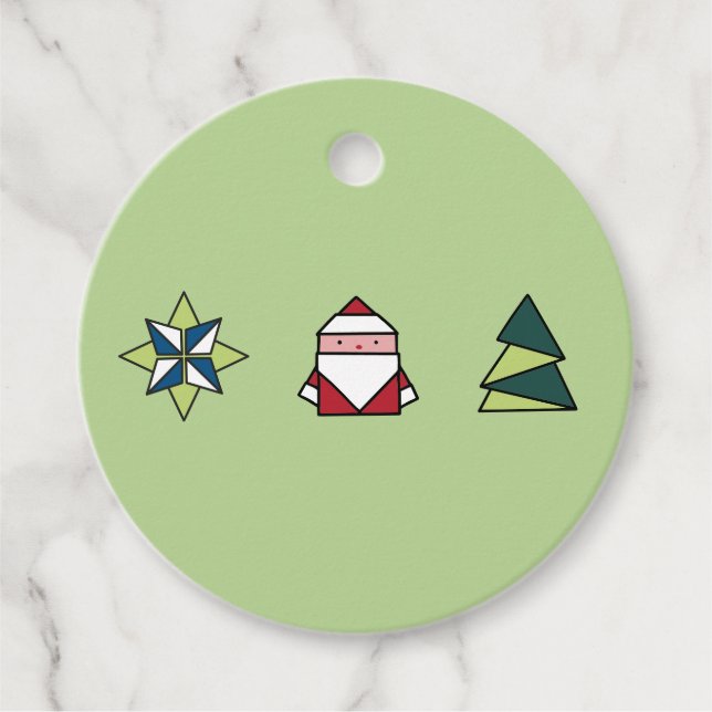 Spearmint Origami-jul Gåvor Etiketter (Framsida)